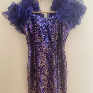 gold women’s sz 5/6 vintage 80s formal dress